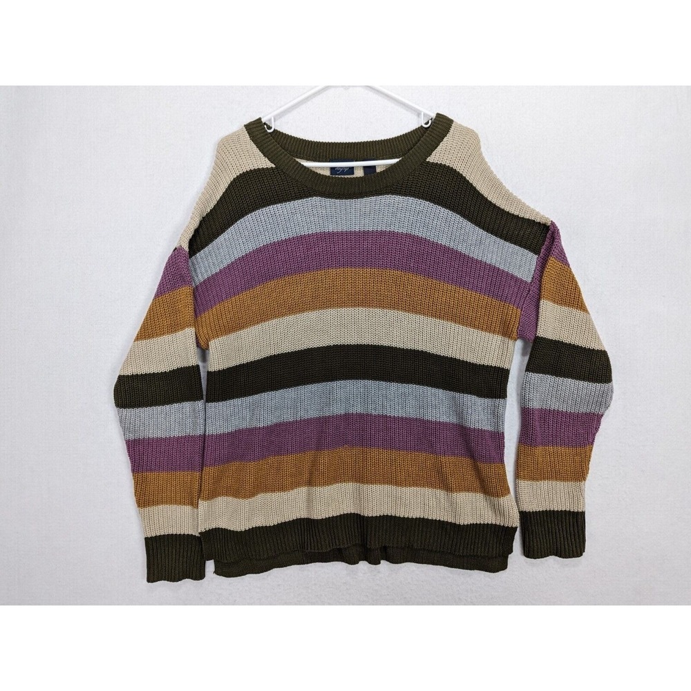 Daytrip Pullover Sweater Top Size L Stripe Knit Acrylic Blend Multicolor